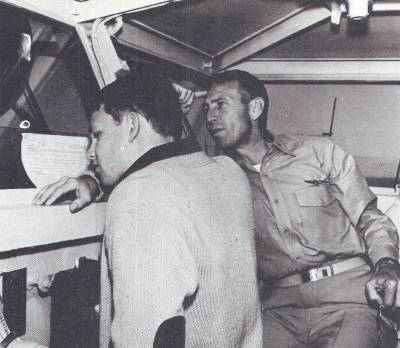 Admiral and Jim Morrison, aboard the USS Bon Homme Richard in January, 1964. U.S. Navy photo.