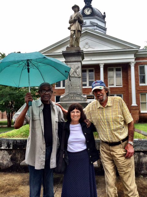 (L to R) Ronnie Moore, Mimi Feingold Real, Michael Lesser; West Feliciana Courthouse, June 24, 2014