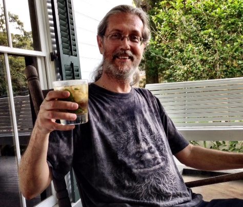 Franklin Evans on my front porch, with mint julep, Walker Percy Weekend 2014