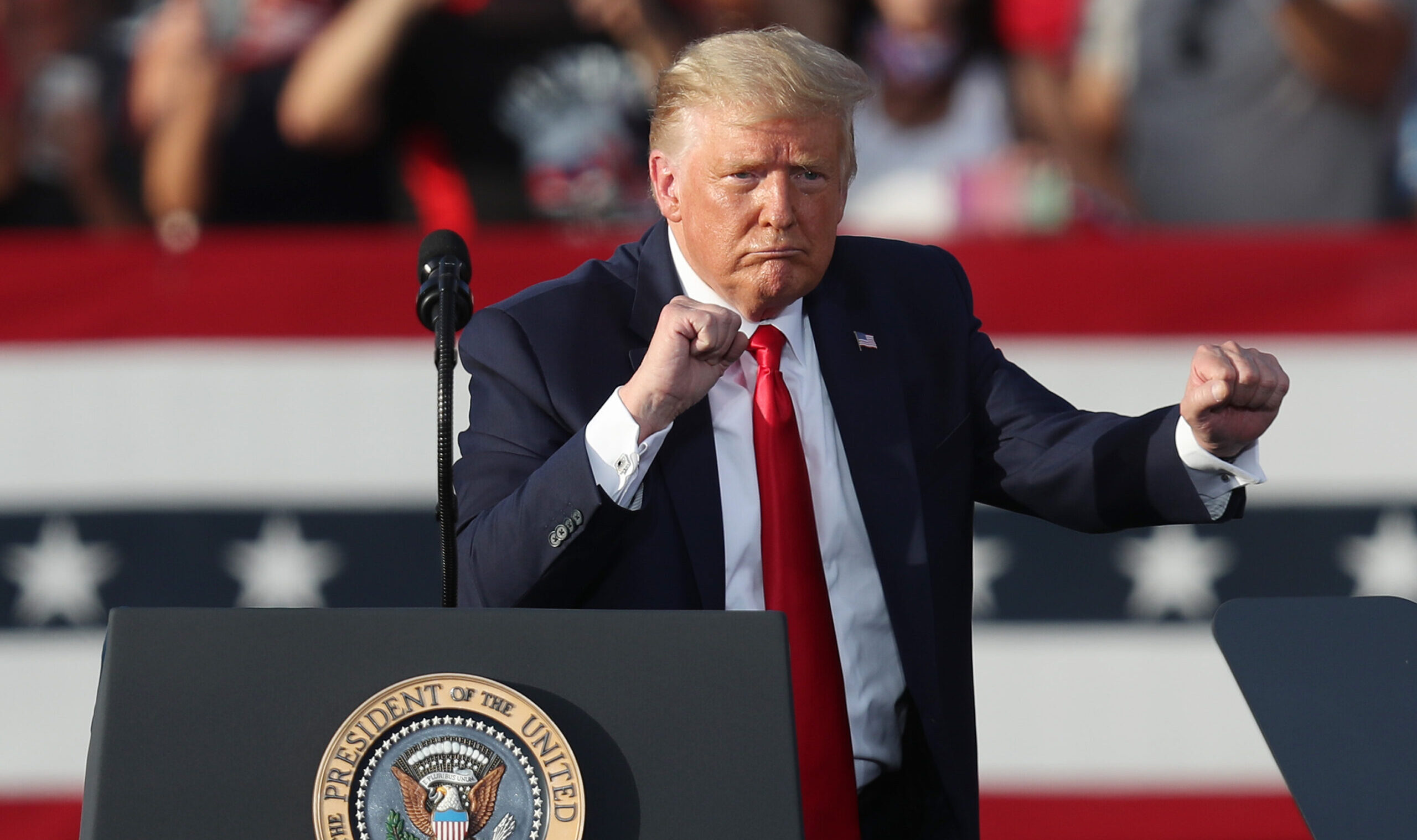 President Trump Holds Two Campaign Rallies In Florida