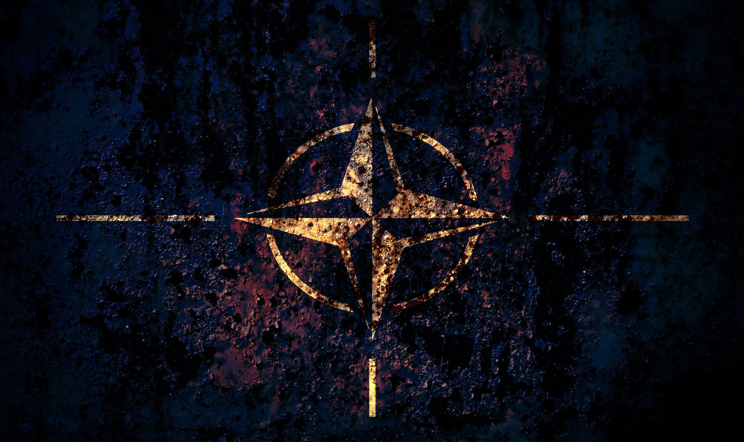 Organizations,,Nato,Flag,On,Grunge,Metal,Background,Texture,With,Scratches